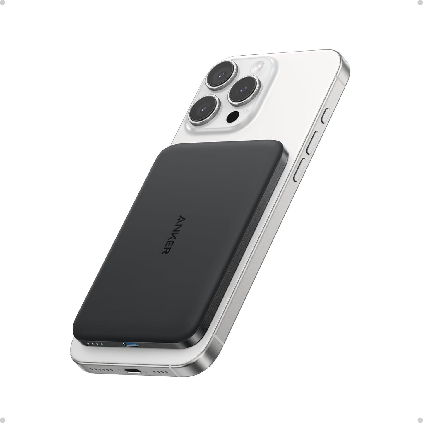 Nano Power Bank, Ultra-Slim 5,000Mah Magnetic Battery Pack, Qi2 Certified 15W Max Ultra-Fast Magsafe-Compatible Portable Charger, Ergonomic Design, for Iphone 16/15/14/13/12 Series Only