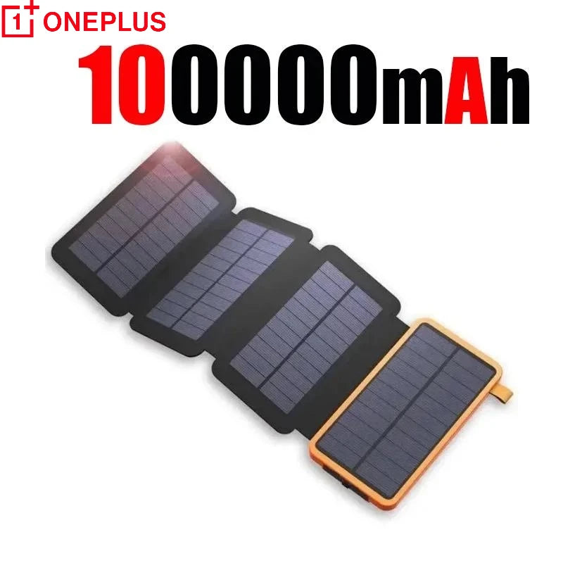 200000Mah Solar Powerbank Portable Folding Solar Panel USB Output Fast Charging Outdoor Camping Waterproof Sun Powerbank