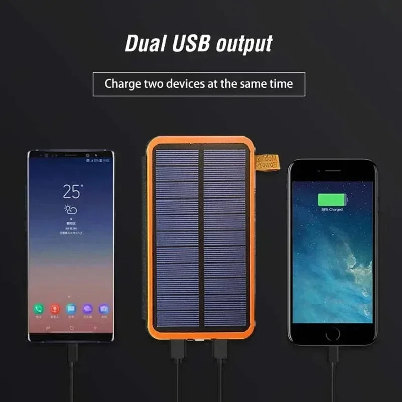 200000Mah Solar Powerbank Portable Folding Solar Panel USB Output Fast Charging Outdoor Camping Waterproof Sun Powerbank