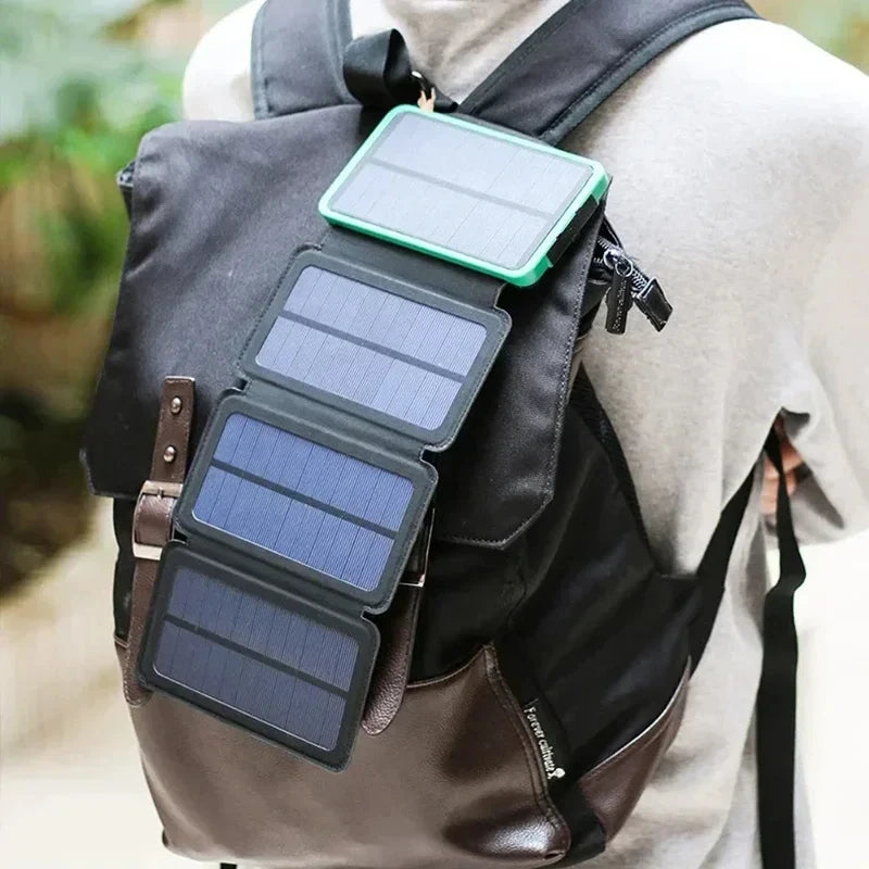200000Mah Solar Powerbank Portable Folding Solar Panel USB Output Fast Charging Outdoor Camping Waterproof Sun Powerbank