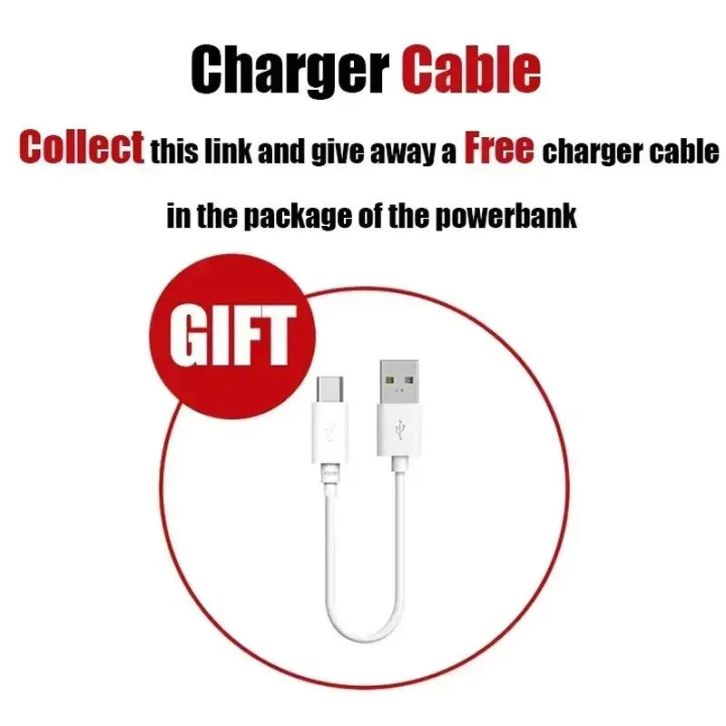 50000Mah High Capacity Solar Power Bank Built 4 Cables Fast Charger 2 USB Ports Portable External Powerbank LED Light Powerbank