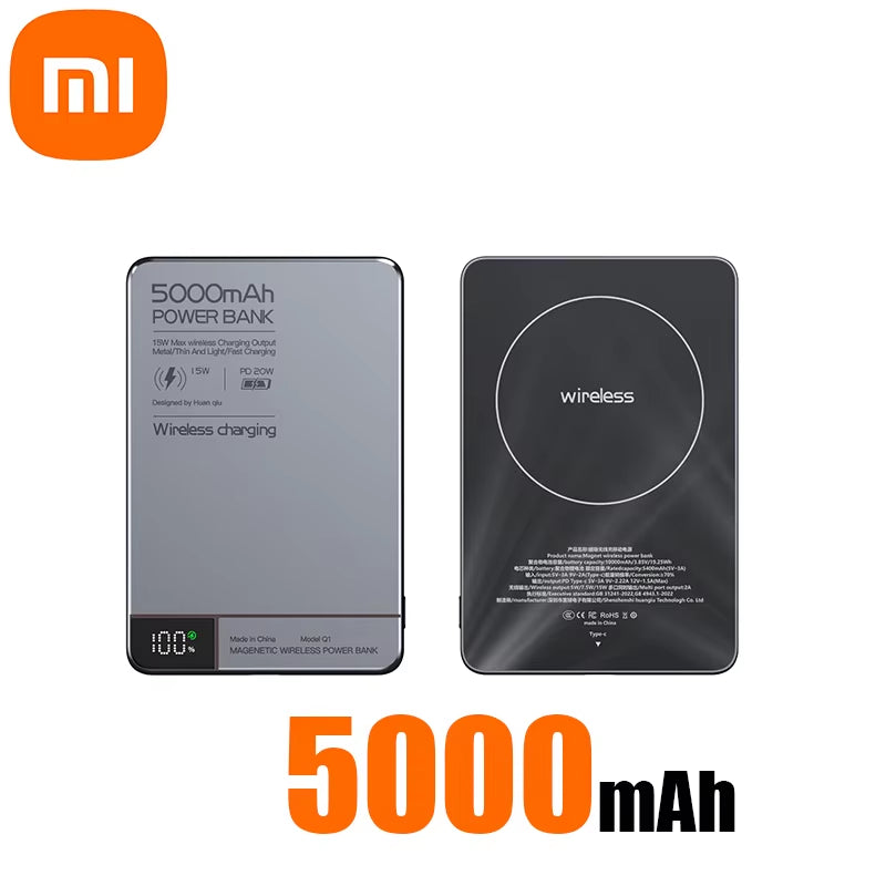 Xiaomi High Quality Alloy 10000Mah Fast Charger Power Bank with Battery Powerbank Magnetic Wireless Phone Charger for Magsafe