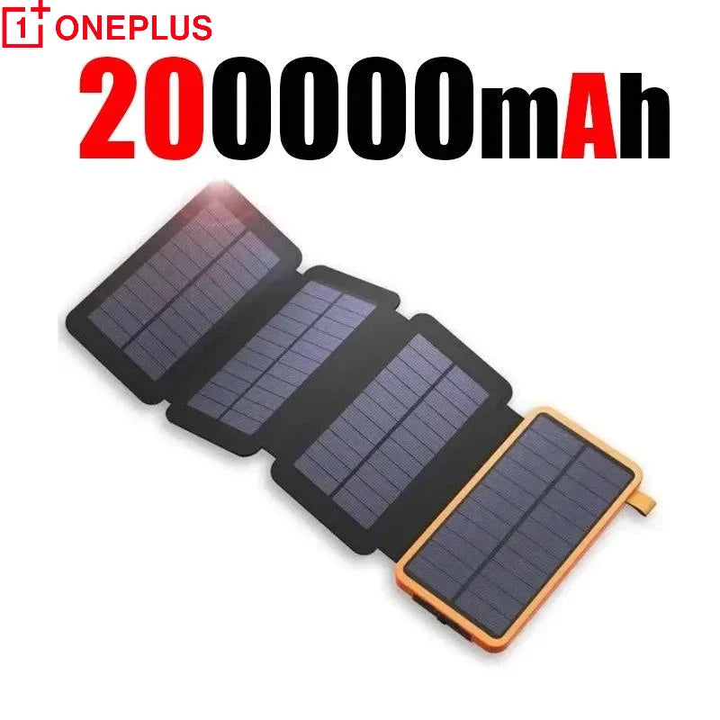 200000Mah Solar Powerbank Portable Folding Solar Panel USB Output Fast Charging Outdoor Camping Waterproof Sun Powerbank