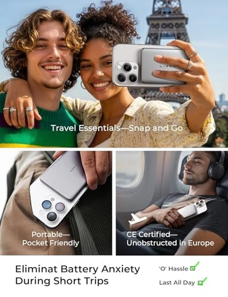 0.3‘’ Ultra Slim Magsafe Portable Charger Iphone,5000Mah Wireless Card Slim