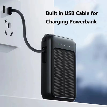 50000Mah High Capacity Solar Power Bank Built 4 Cables Fast Charger 2 USB Ports Portable External Powerbank LED Light Powerbank